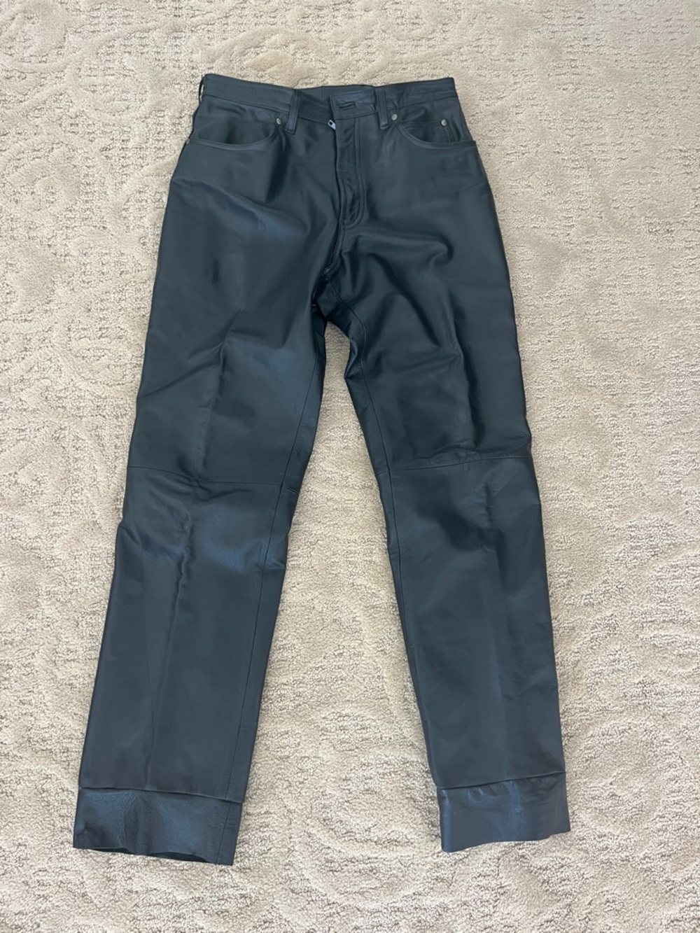 Harley-Davidson Black Straight Leather Pants Size 34